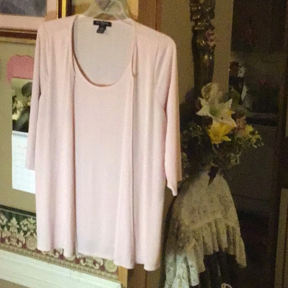 Light Pink Cardigan and attached tank Top Set